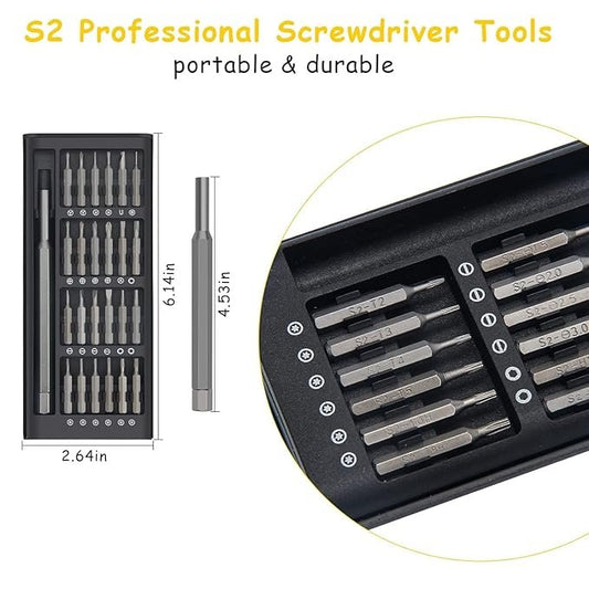 24 in 1 Precision Screwdriver Set ? Magnetic Repair Tool Kit with Aluminum Handle & 24 Bits, Compact Pocket Set for Mobile, Laptop, Eyeglass & Electronics Repair